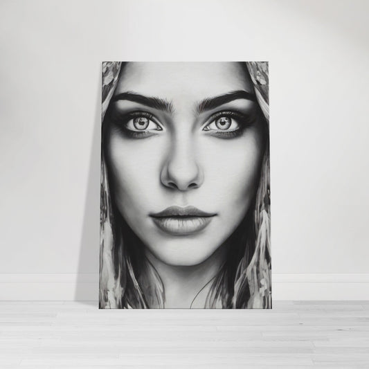 tableau visage femme noir et blanc