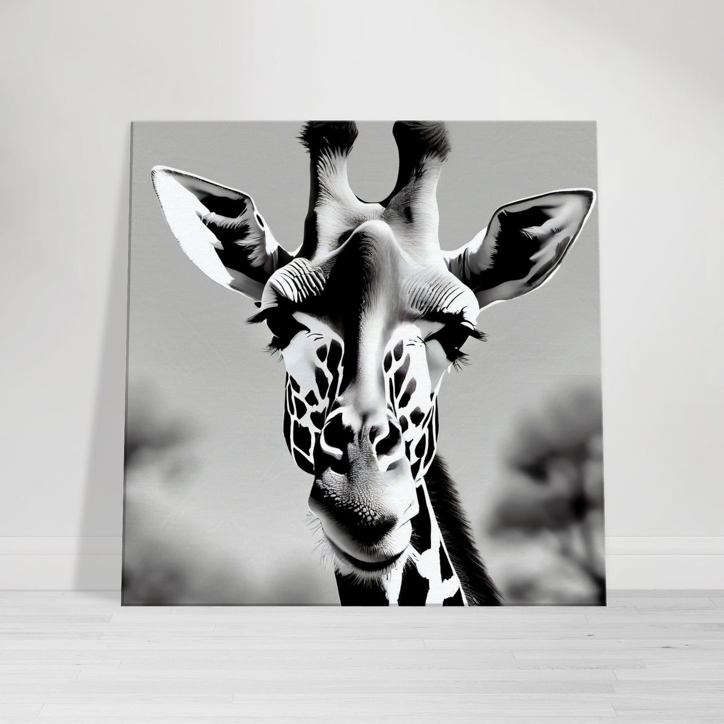 tableau de girafe en noir et blanc