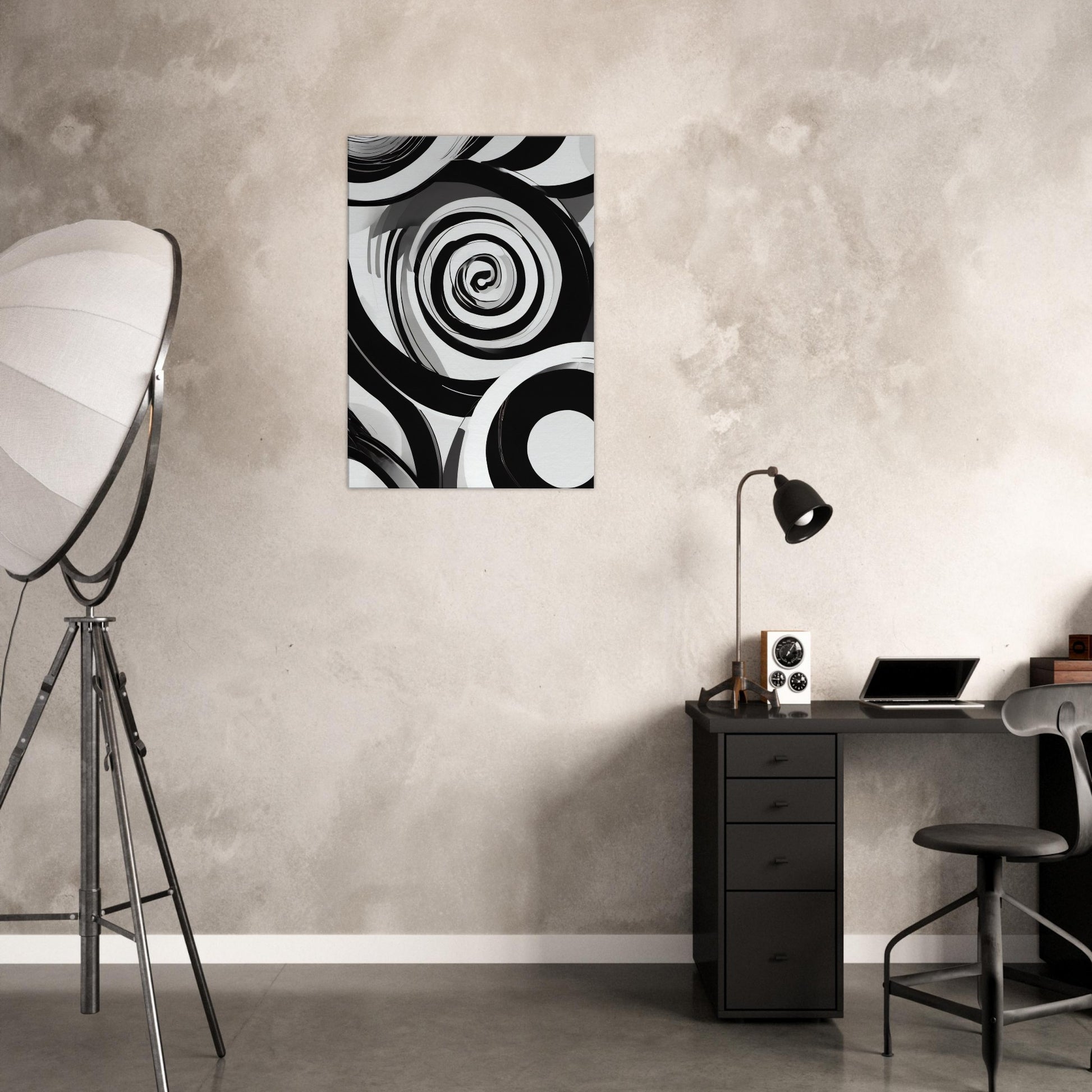 tableau abstrait en noir et blanc bureau