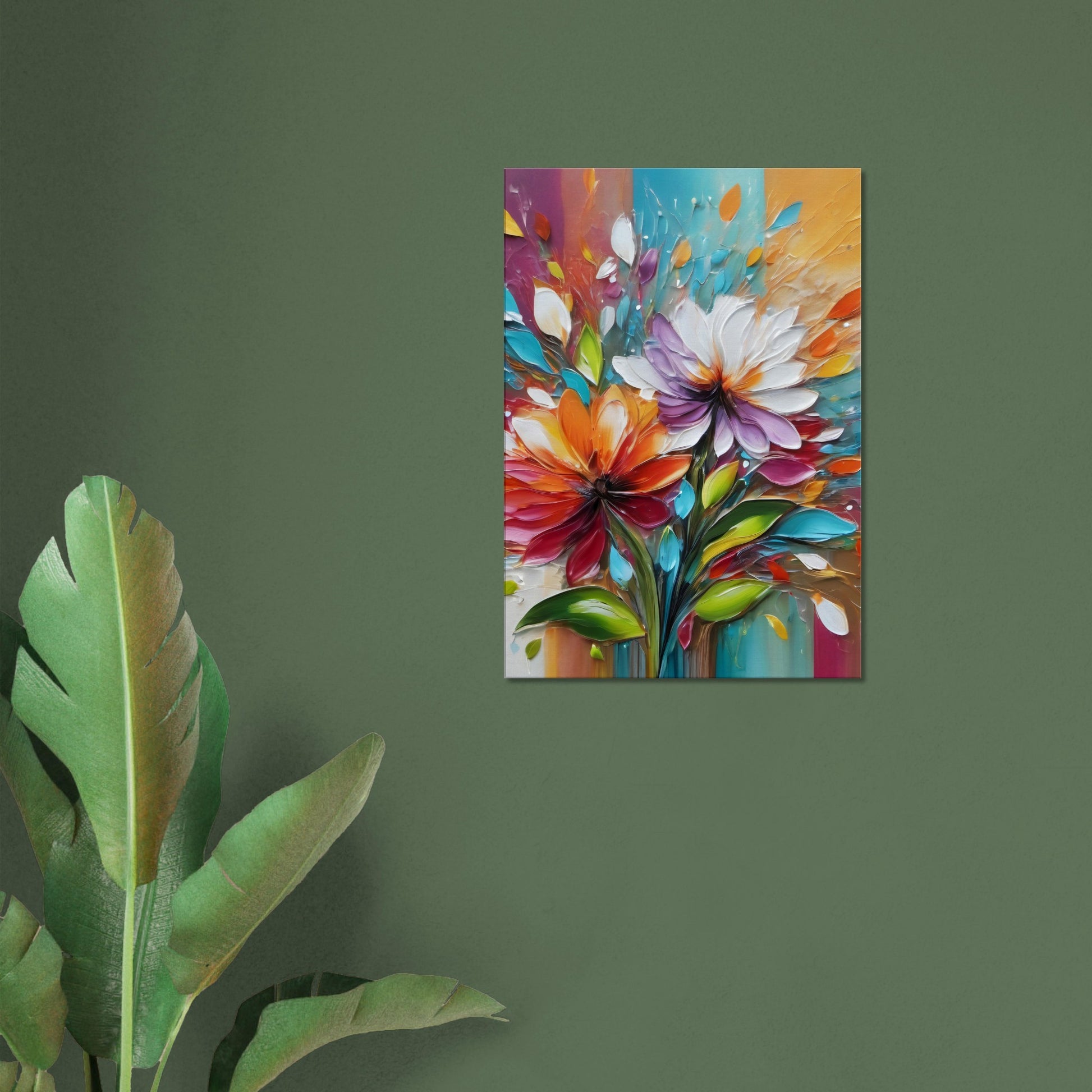 Tableau de fleurs en peinture decoration mural dans une maison