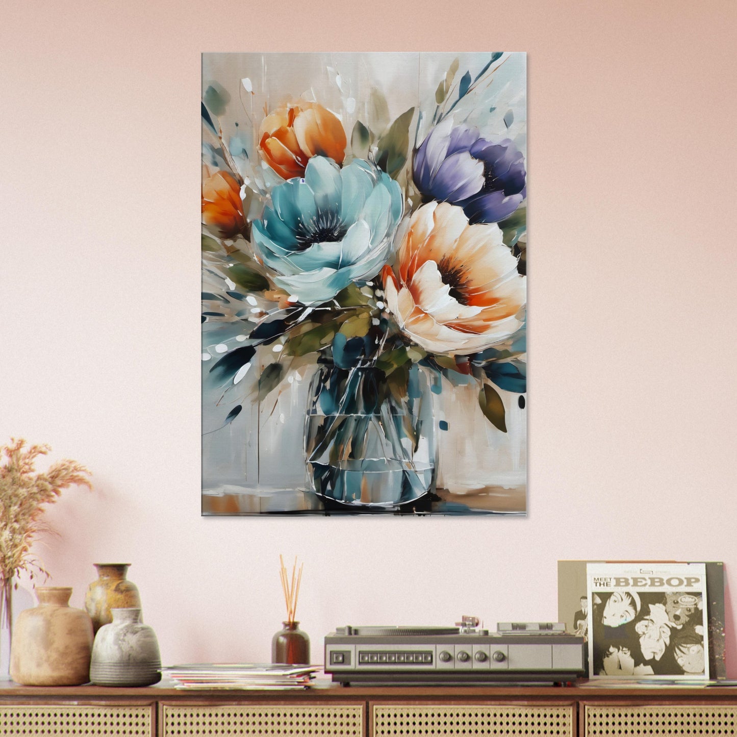 tableau fleurs modernes dans le salon