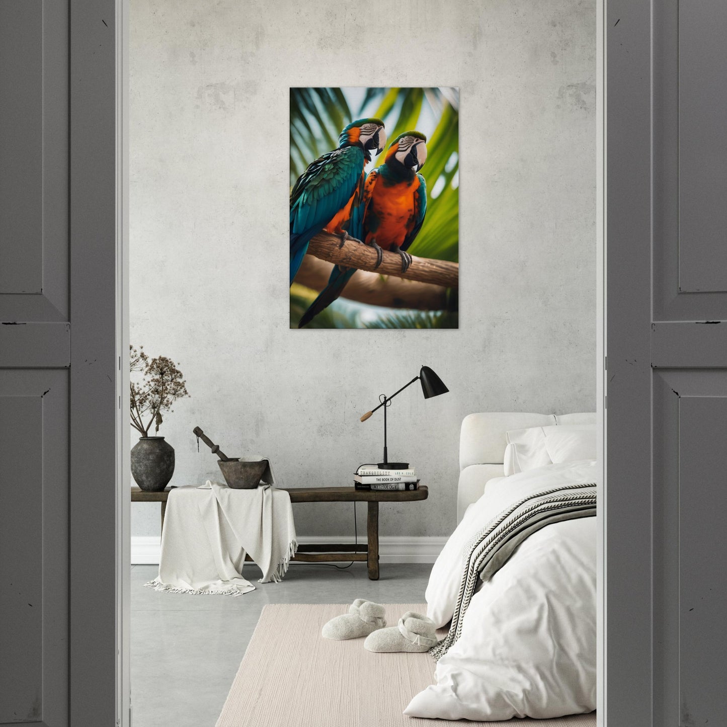 tableau d'oiseaux exotiques dans la chambre