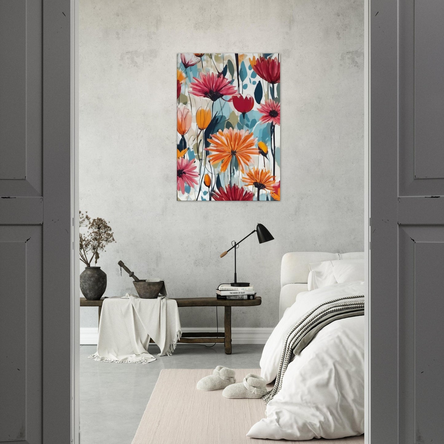 tableau de fleurs contemporain pour la chambre