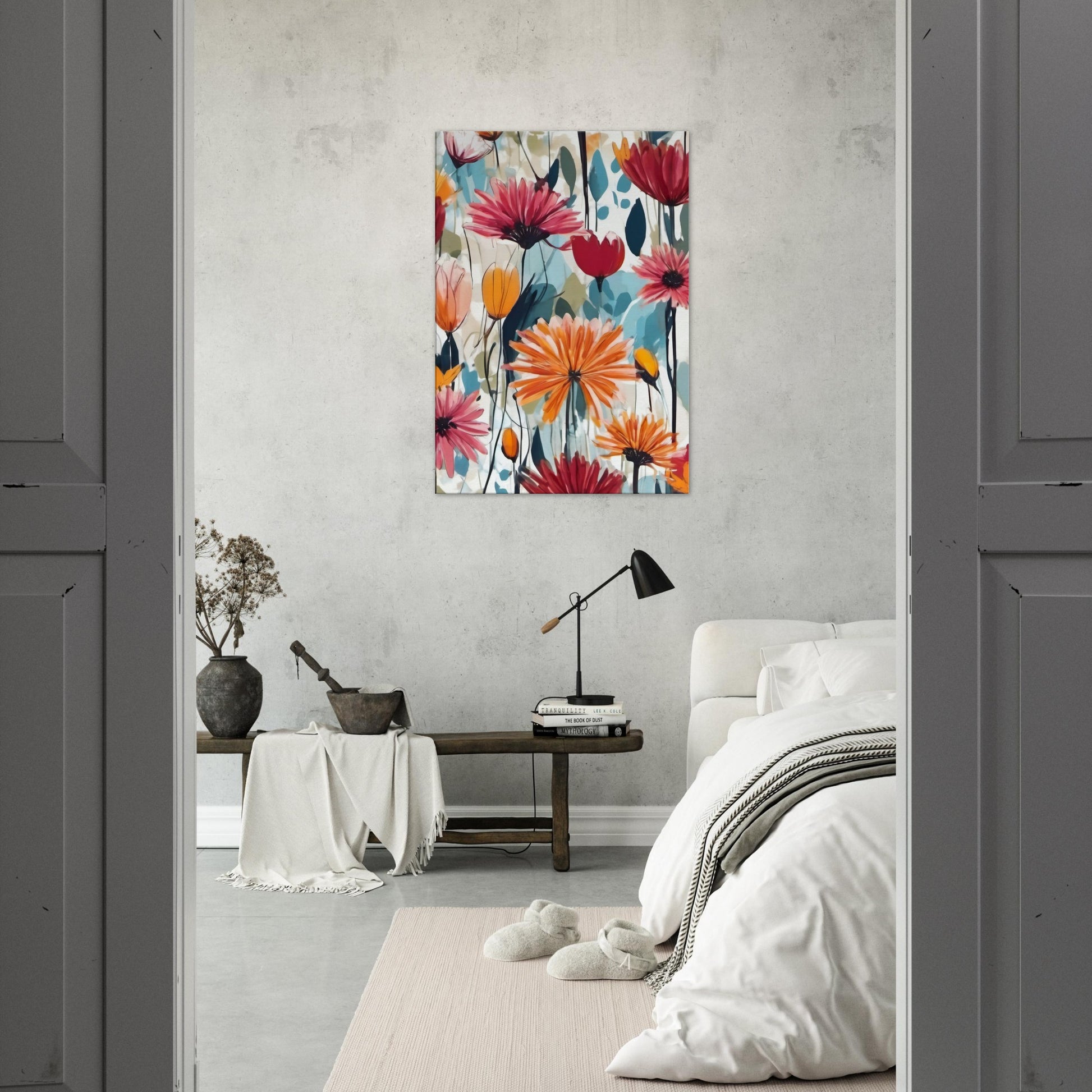 tableau de fleurs contemporain pour la chambre