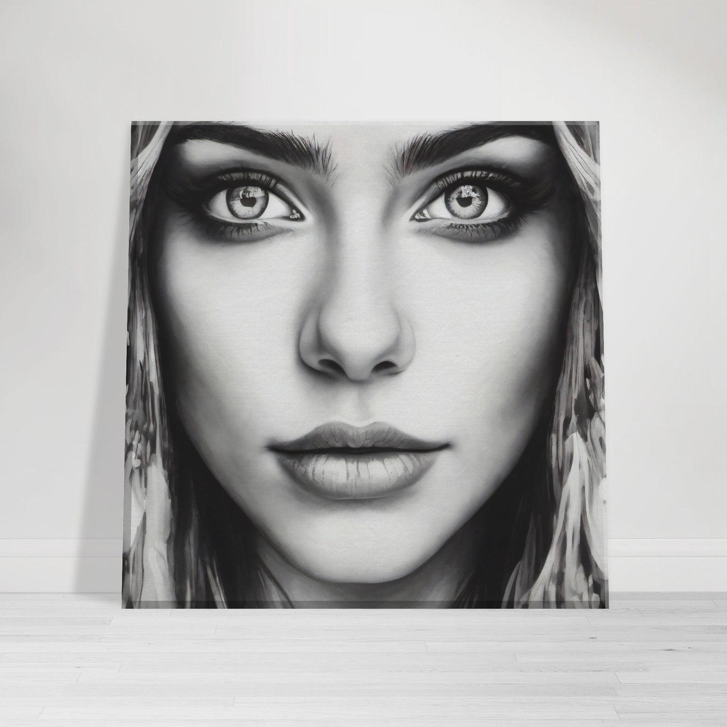 tableau visage femme noir et blanc