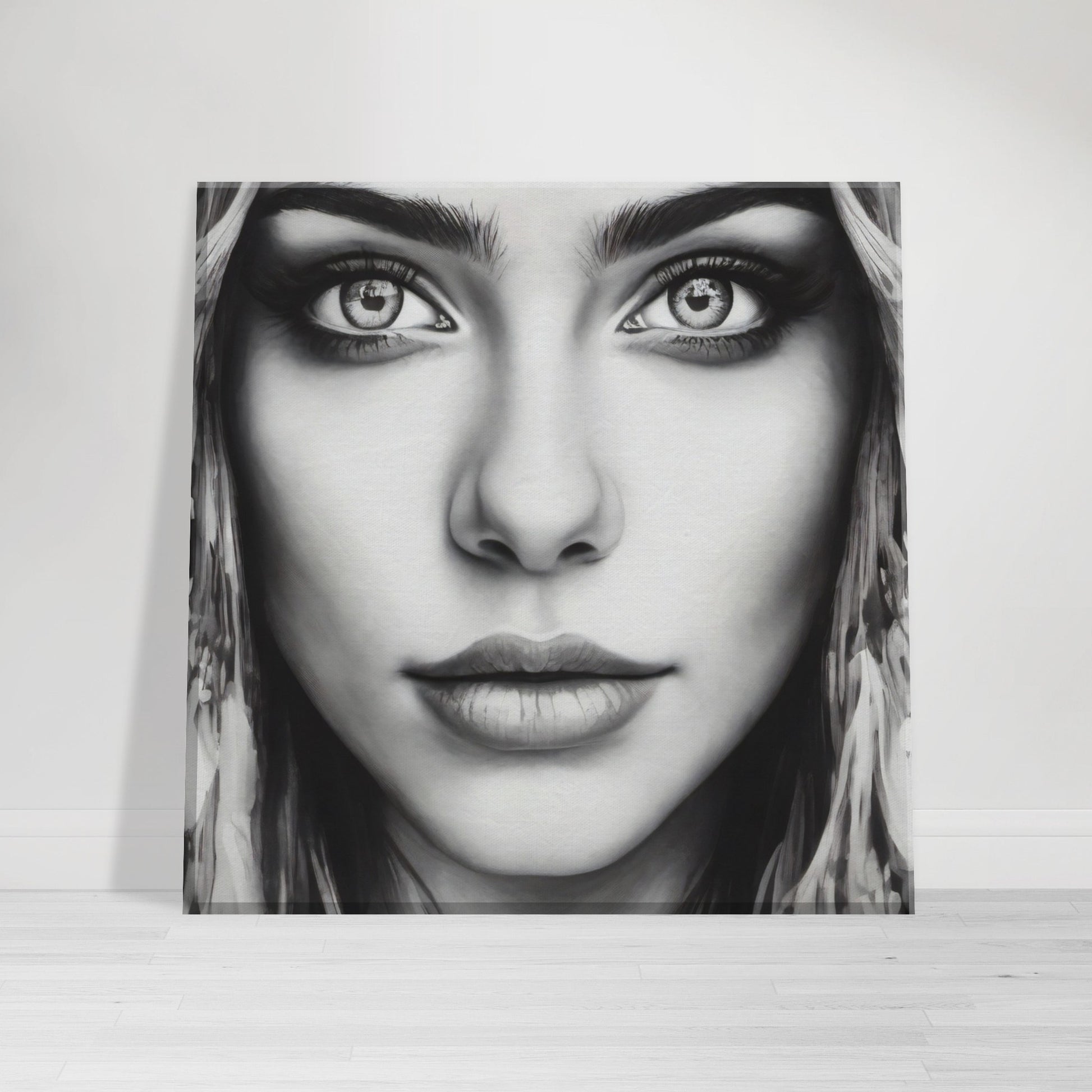 tableau visage femme noir et blanc