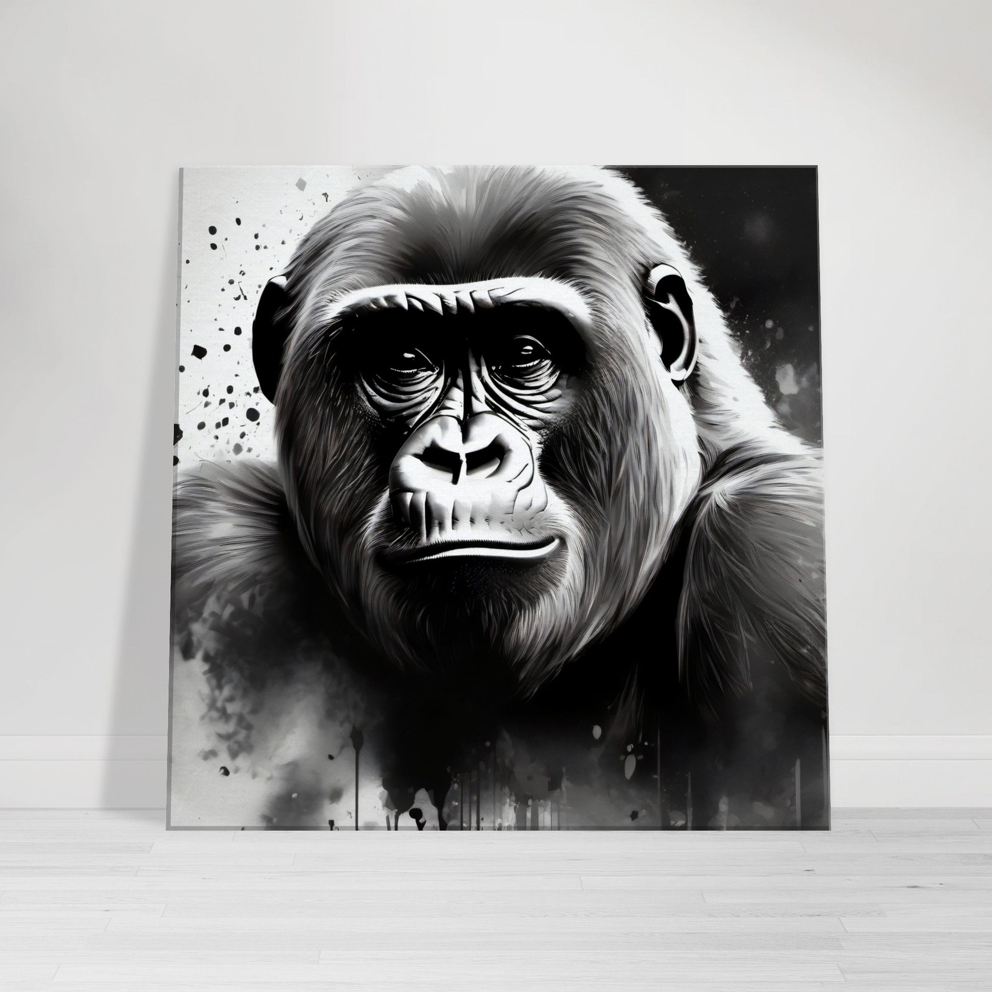 tableau de gorille en noir et blanc