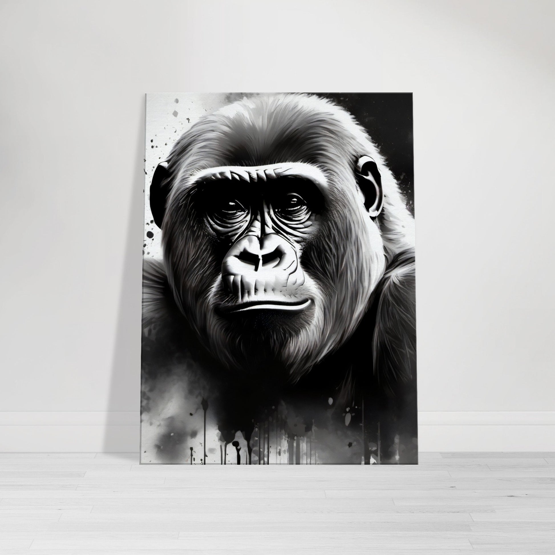 tableau de gorille en noir et blanc