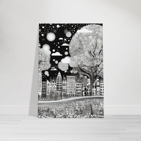 tableau design ville noir et blanc