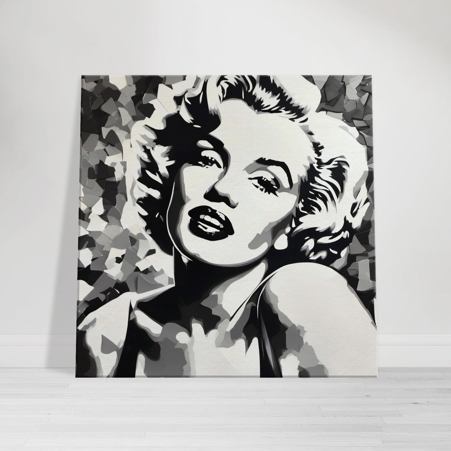 tableau de marilyn monroe en noir et blanc