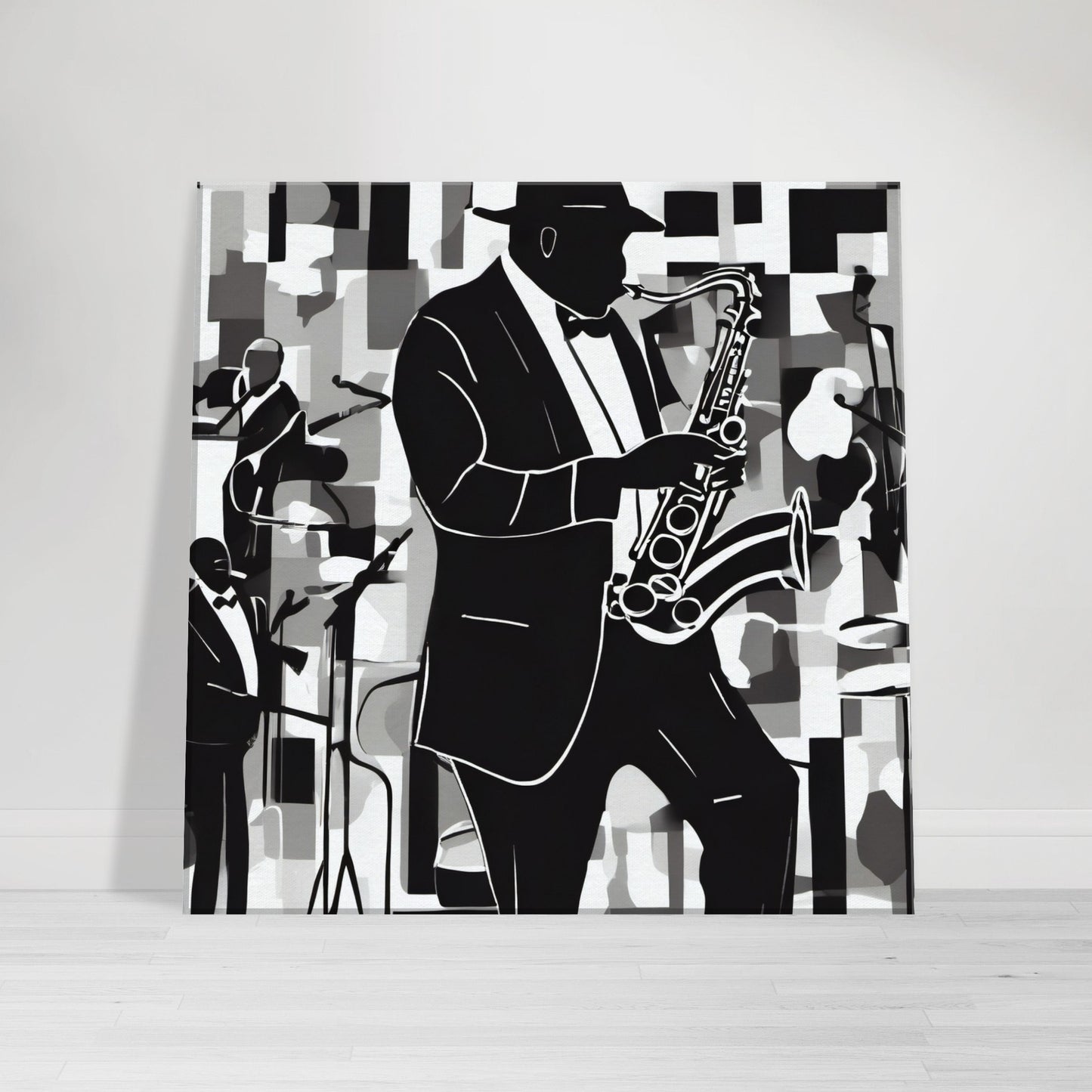 tableau de jazz en noir et blanc