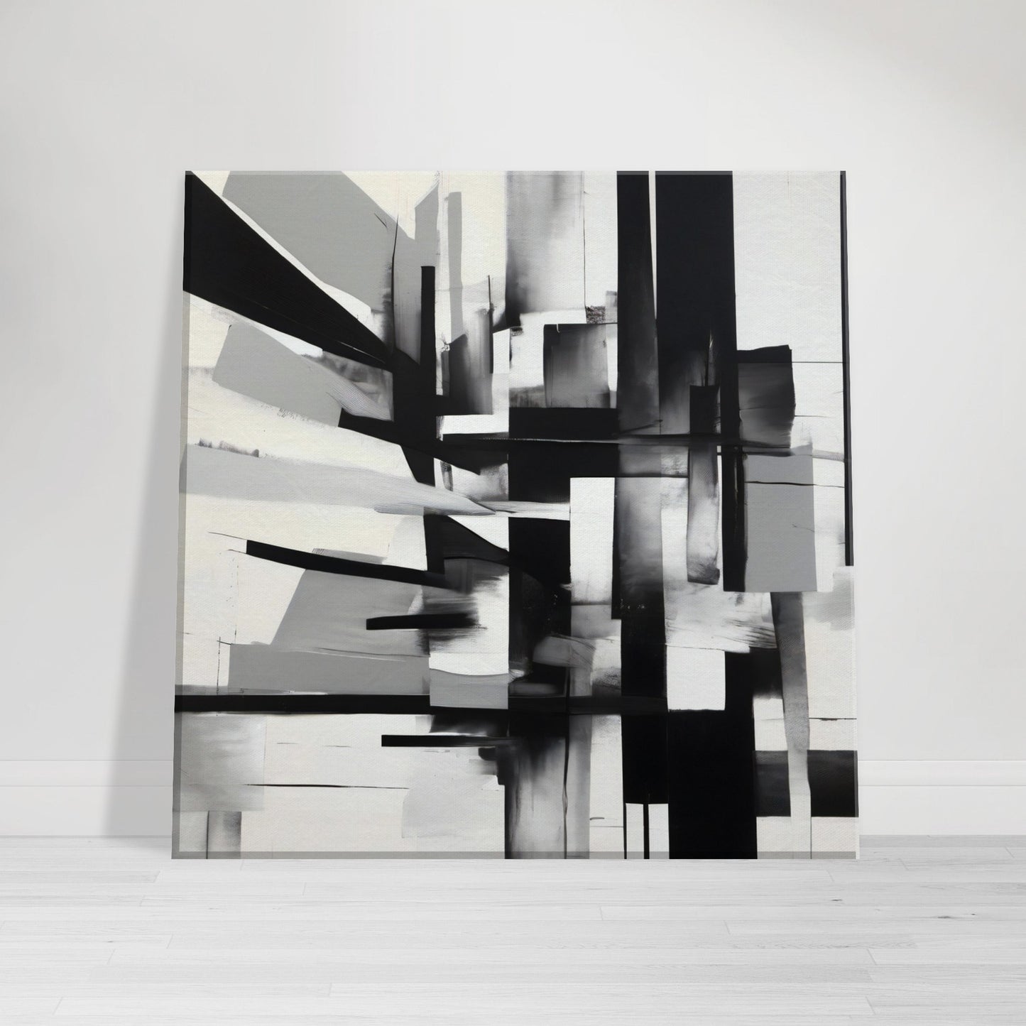 tableau abstrait contemporain en noir et blanc