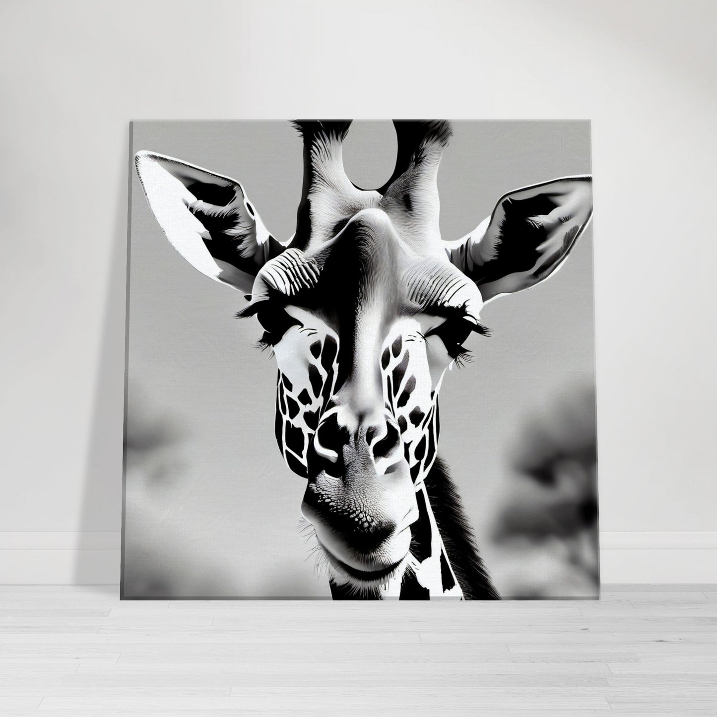 tableau de girafe en noir et blanc