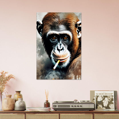 tableau d'un singe qui fume pour la salle a manger