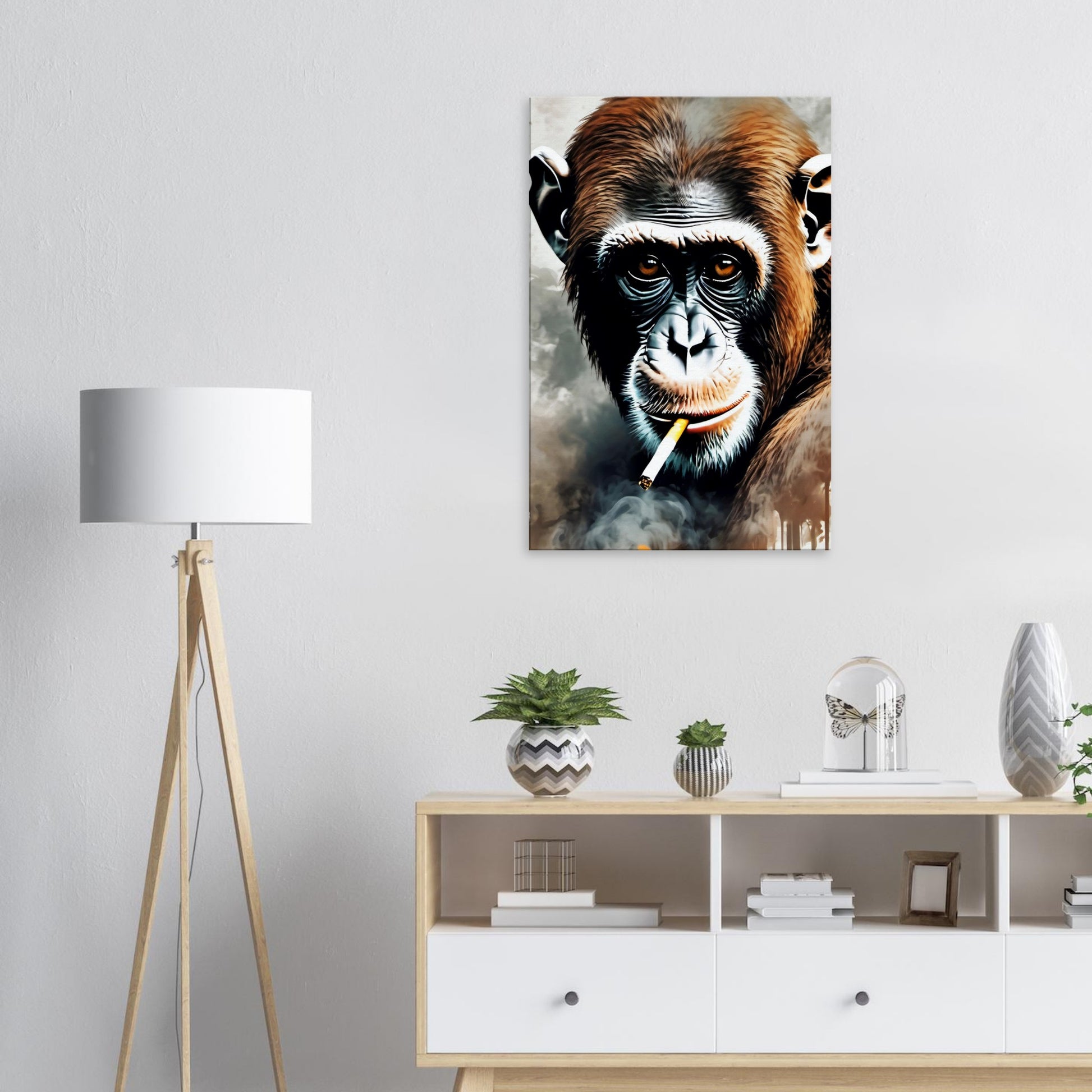 tableau d'un singe qui fume pour le salon