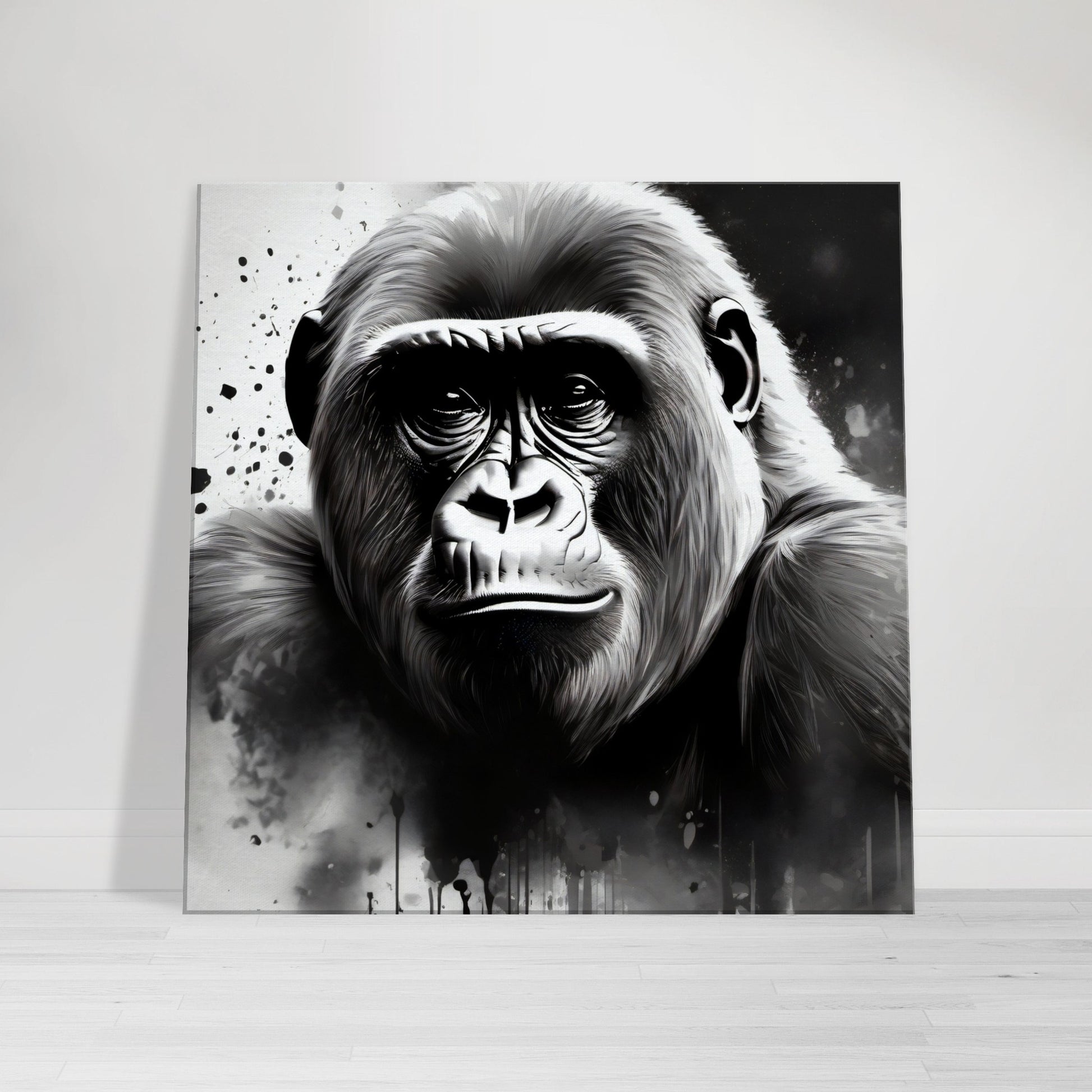 tableau de gorille en noir et blanc