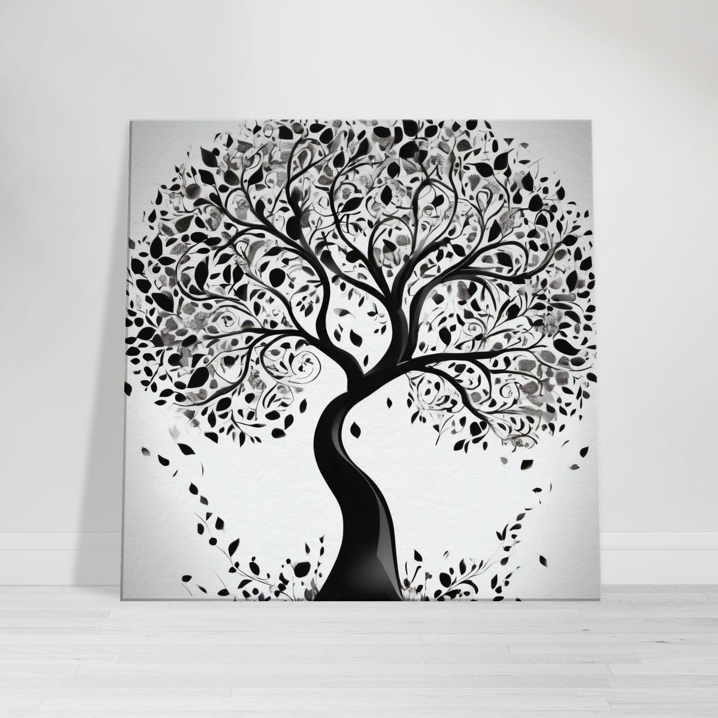 tableau arbre de vie en noir et blanc