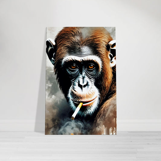 tableau d'un singe qui fume