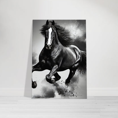 tableau cheval en noir et blanc