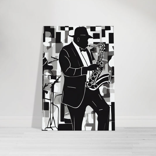 tableau de jazz en noir et blanc