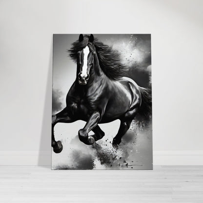 tableau cheval en noir et blanc