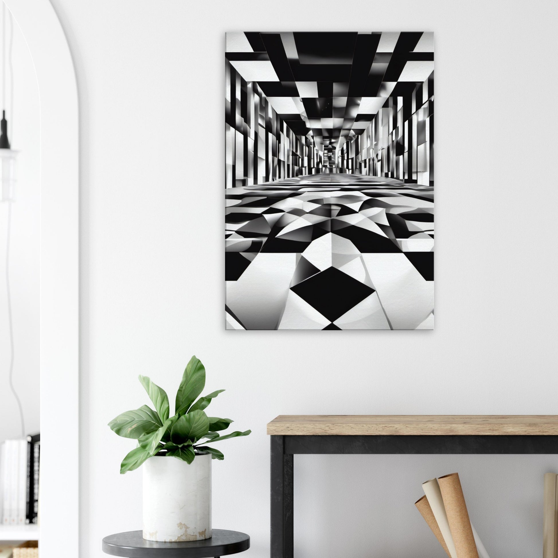 tableau moderne en noir et blanc dans le salon