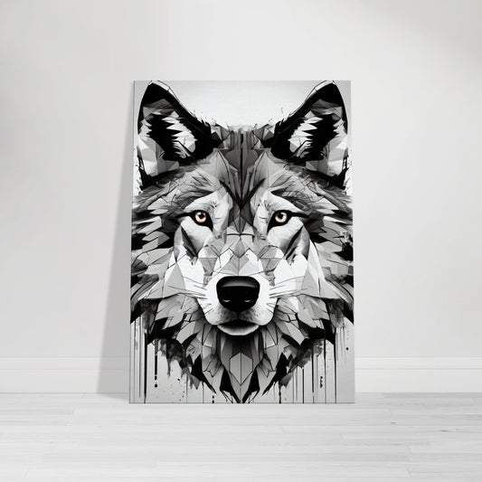 tableau de loup en noir et blanc