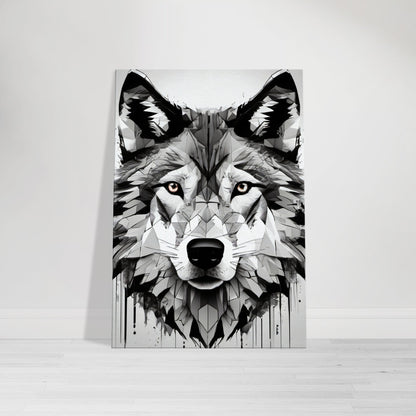 tableau de loup en noir et blanc