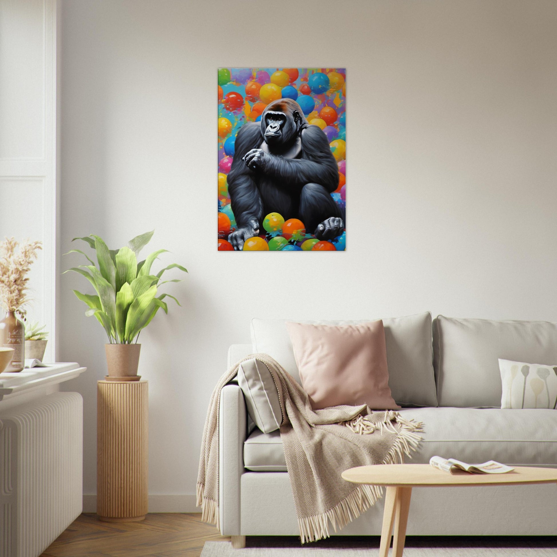 tableau gorille street art dans le salon