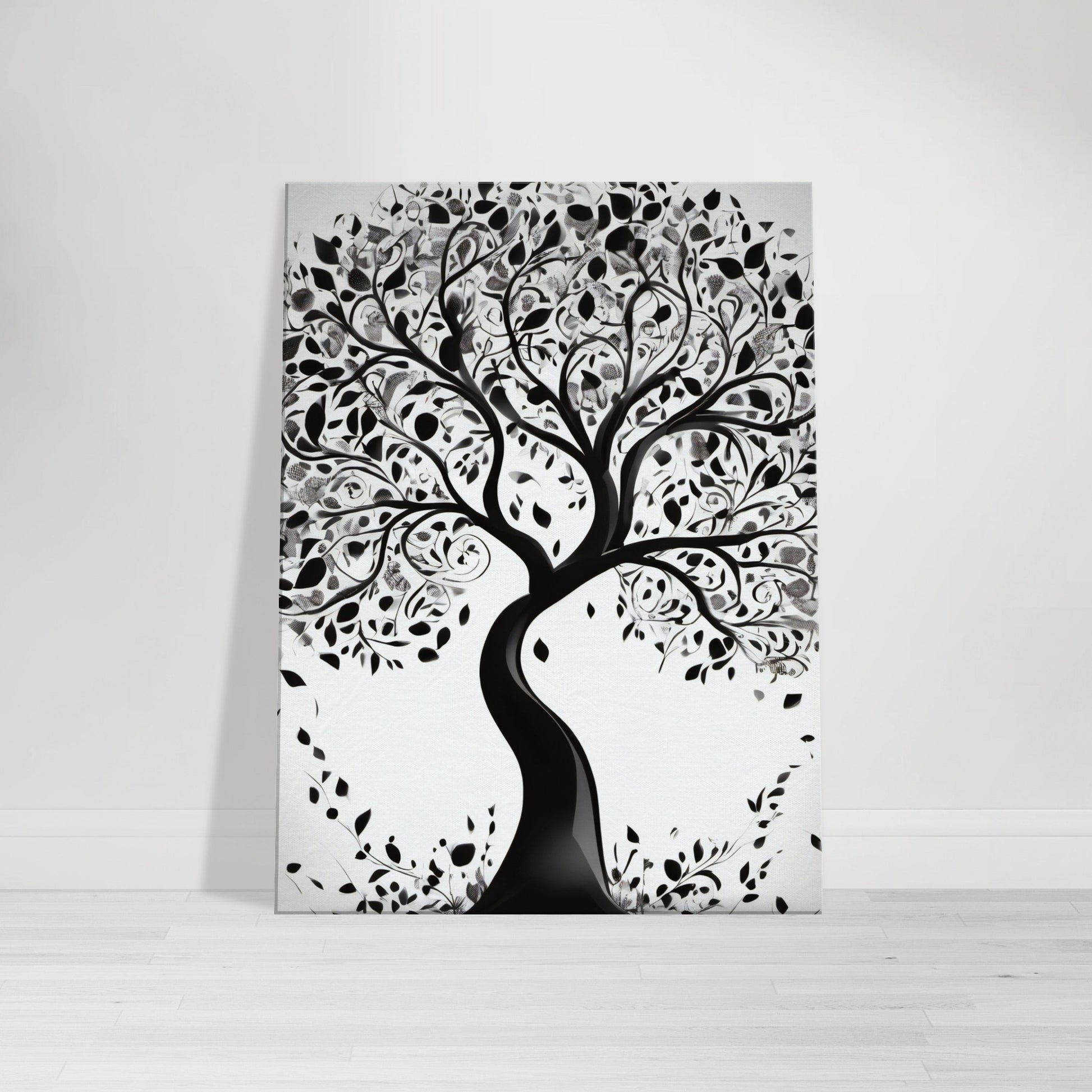 tableau arbre de vie en noir et blanc