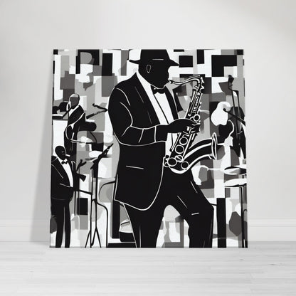 tableau de jazz en noir et blanc