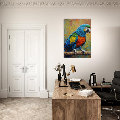 tableau d'une peinture de perroquet dans le bureau