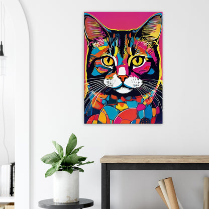 tableau chat pop art dans le salon