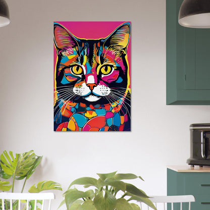 tableau chat pop art dans la cuisine