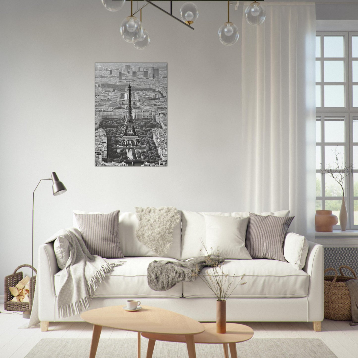 tableau de Paris en noir et blanc dans la salon