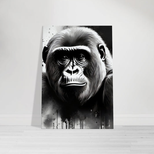 tableau de gorille en noir et blanc