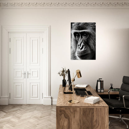 tableau singe noir et blanc bureau