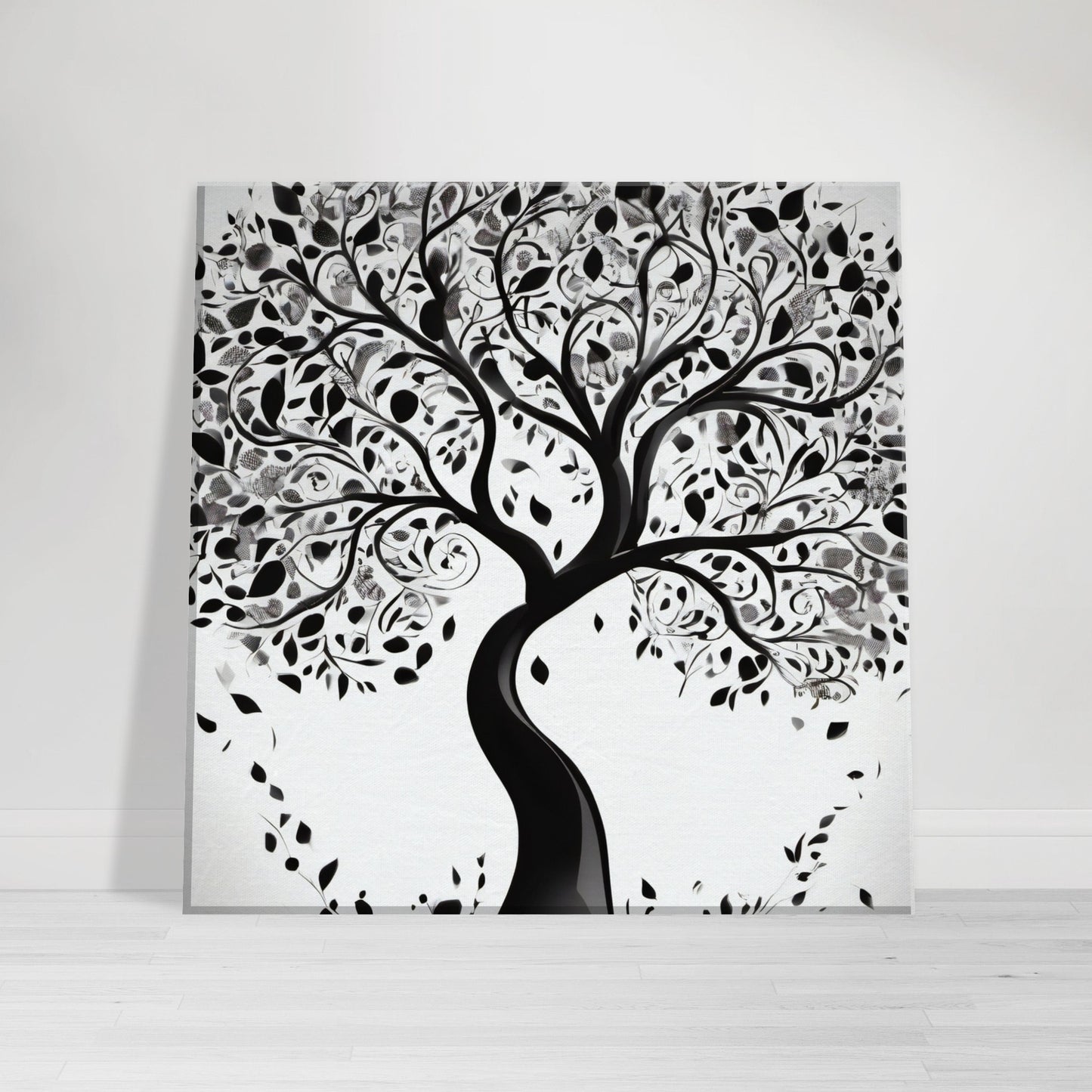 tableau arbre de vie en noir et blanc