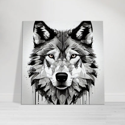 tableau de loup en noir et blanc