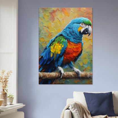 tableau d'une peinture de perroquet dans le salon