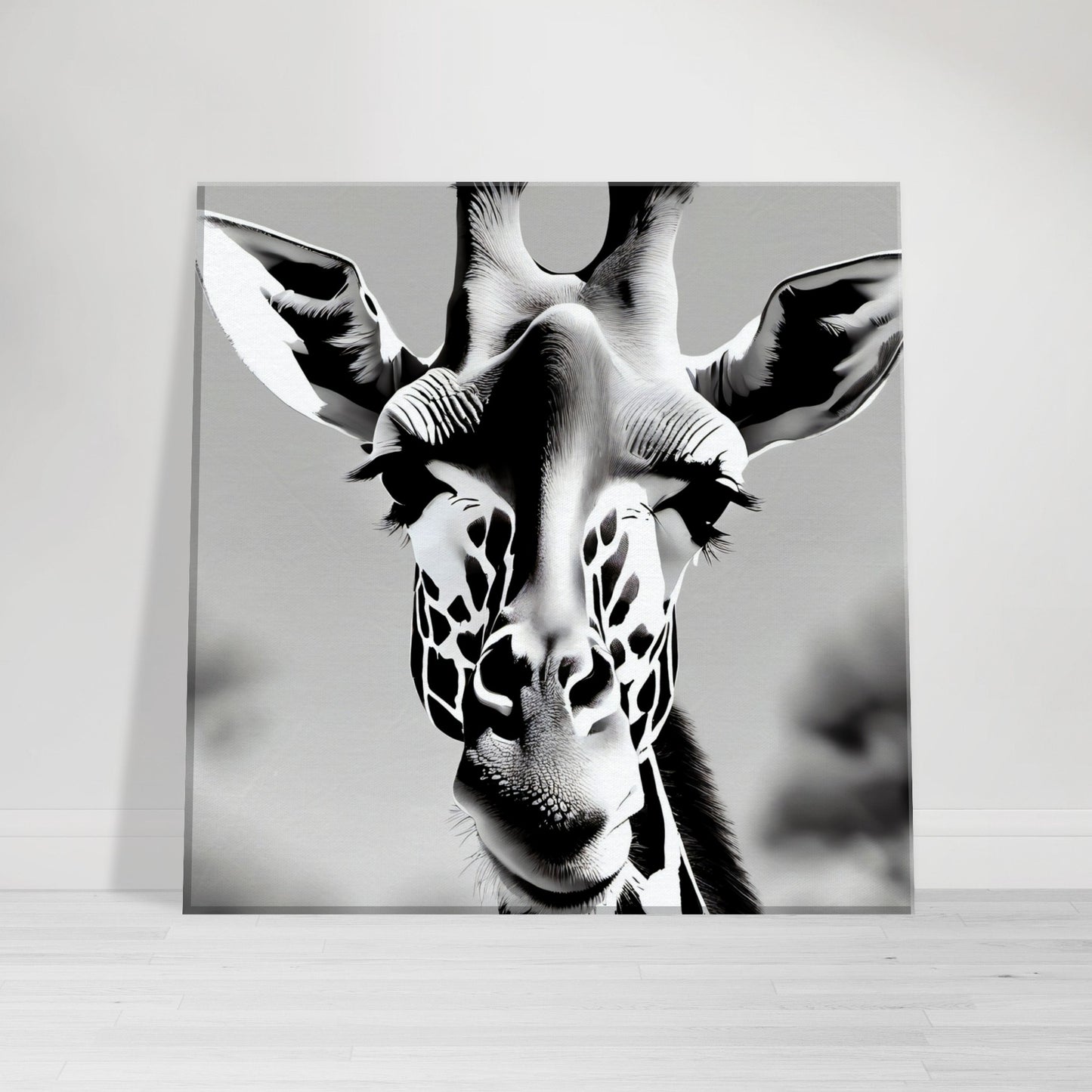 tableau de girafe en noir et blanc