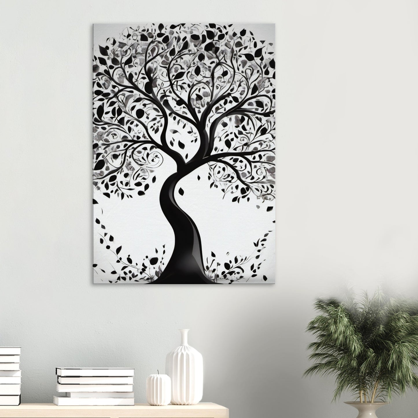 tableau arbre de vie en noir et blanc salle a manger